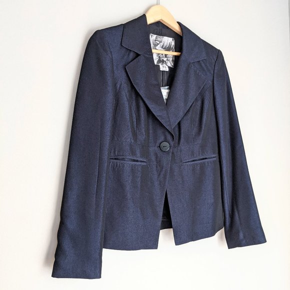 NWT Mac & Jac Shimmery Navy Blue Blazer - Picture 2 of 9
